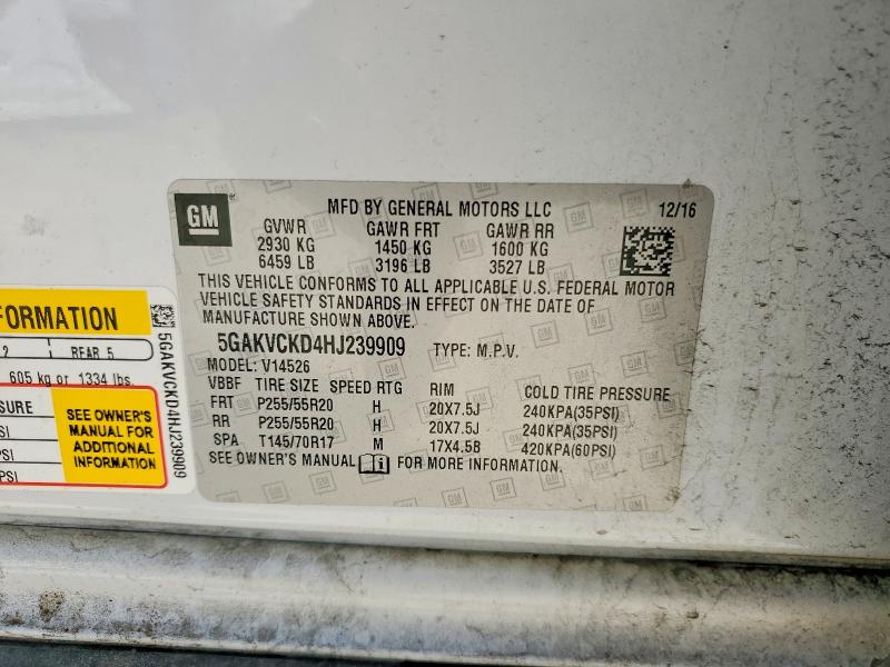 Продаж на аукціоні авто 2017 Buick Enclave, vin: 5GAKVCKD4HJ239909, номер лоту: 47227176