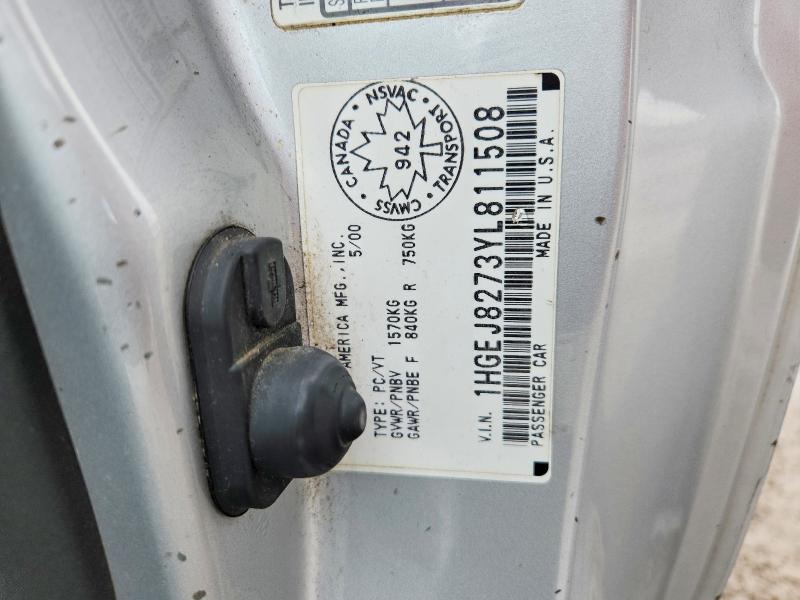 Продажа на аукционе авто 2000 Honda Civic, vin: 1HGEJ8273YL811508, номер лота: 46354906