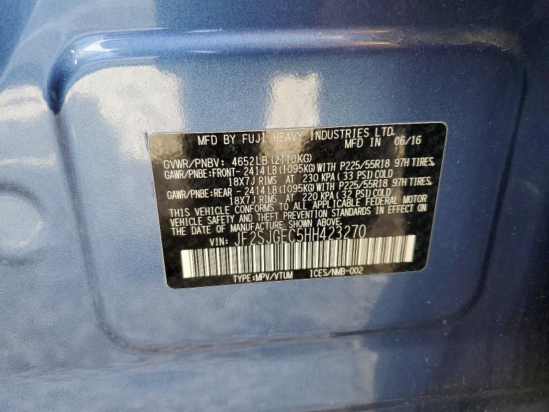 2017 Subaru Forester მანქანა იყიდება აუქციონზე, vin: JF2SJGEC5HH423270, აუქციონის ნომერი: 47944666