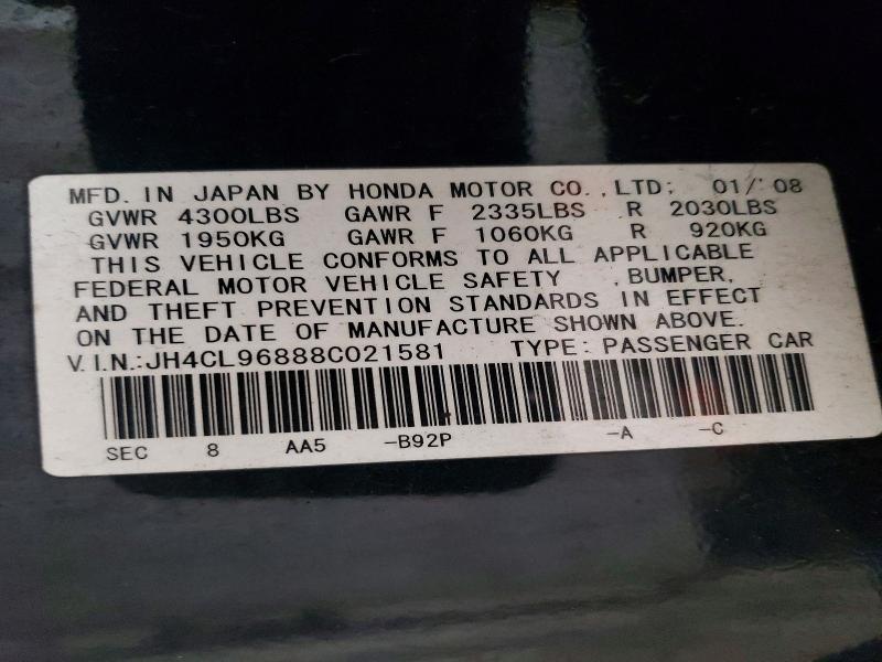 48228046 :رقم المزاد ، JH4CL96888C021581 vin ، 2008 Acura Tsx مزاد بيع
