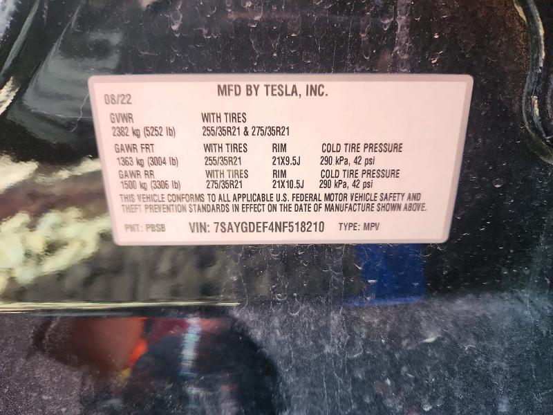 Aukcja sprzedaży 2022 Tesla Model Y, vin: 7SAYGDEF4NF518210, numer aukcji: 79968055