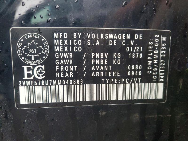 79843025 :رقم المزاد ، 3VWE57BU7MM040866 vin ، 2021 Volkswagen Jetta Highline 1.4 T مزاد بيع