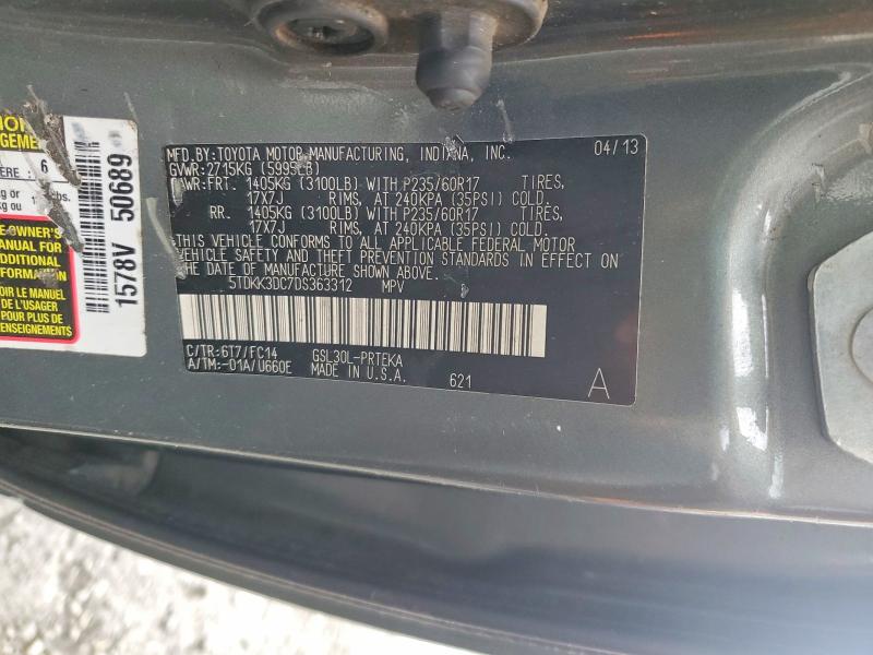 Продаж на аукціоні авто 2013 Toyota Sienna, vin: 5TDKK3DC7DS363312, номер лоту: 79591105