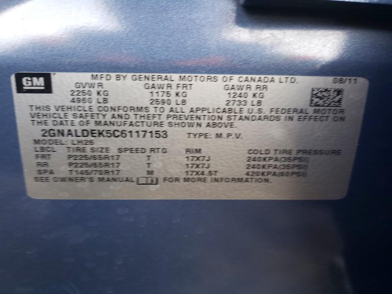Продаж на аукціоні авто 2012 Chevrolet Equinox, vin: 2GNALDEK5C6117153, номер лоту: 46006406