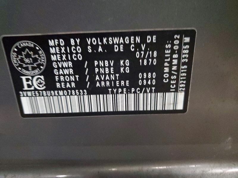 Aukcja sprzedaży 2019 Volkswagen Jetta, vin: 3VWE57BU9KM078533, numer aukcji: 79919475
