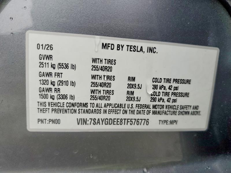Aukcja sprzedaży 2026 Tesla Model Y, vin: 7SAYGDEE8TF576776, numer aukcji: 46239956