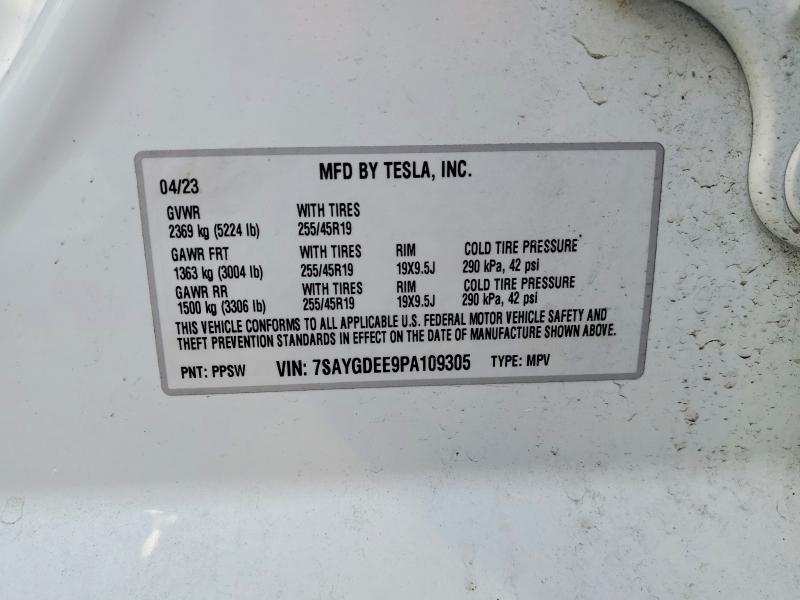 46494596 :رقم المزاد ، 7SAYGDEE9PA109305 vin ، 2023 Tesla Model Y مزاد بيع