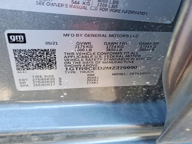 Продаж на аукціоні авто 2021 Gmc Sierra, vin: 1GTR9CED2MZ329990, номер лоту: 41784856
