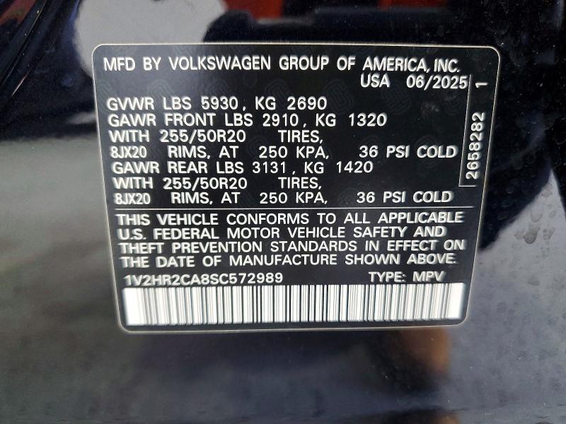 47451286 :رقم المزاد ، 1V2HR2CA8SC572989 vin ، 2025 Volkswagen Atlas مزاد بيع