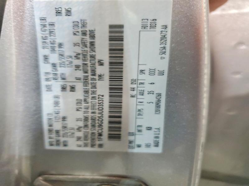 2018 Ford Escape მანქანა იყიდება აუქციონზე, vin: 1FMCU9GD5JUD35372, აუქციონის ნომერი: 41641516