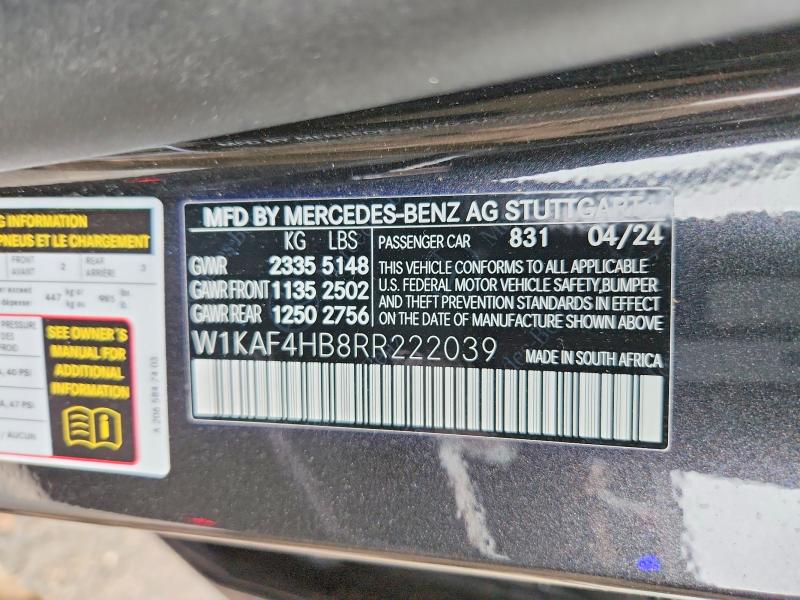 Aukcja sprzedaży 2024 Mercedes-benz C, vin: W1KAF4HB8RR222039, numer aukcji: 78484105