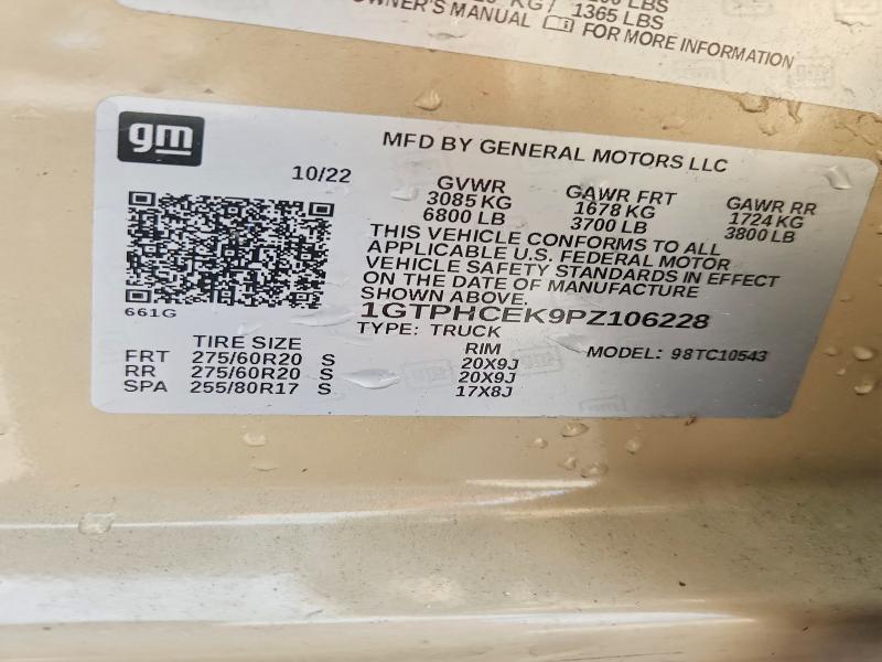 2023 Gmc Sierra მანქანა იყიდება აუქციონზე, vin: 1GTPHCEK9PZ106228, აუქციონის ნომერი: 79066955