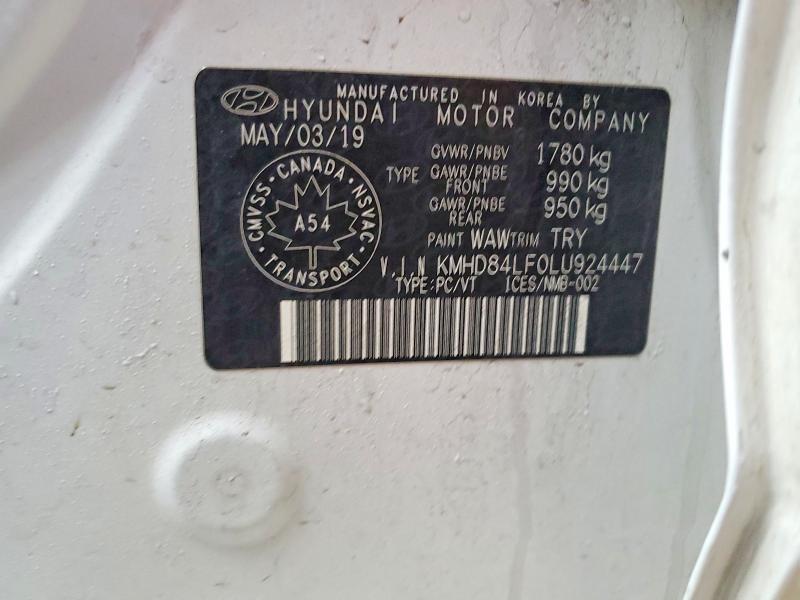 Aukcja sprzedaży 2020 Hyundai Elantra, vin: KMHD84LF0LU924447, numer aukcji: 46647566
