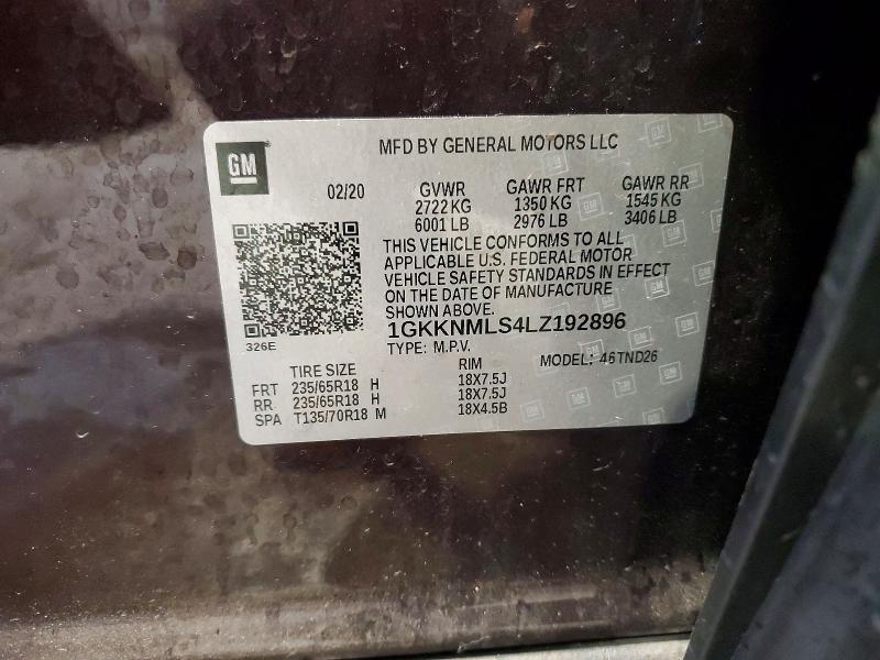 Aukcja sprzedaży 2020 Gmc Acadia, vin: 1GKKNMLS4LZ192896, numer aukcji: 79954365