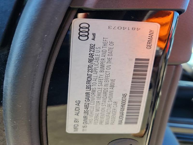 Продаж на аукціоні авто 2017 Audi A4, vin: WAUGNAF4XHN000745, номер лоту: 46240456