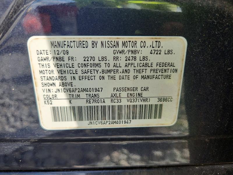Aukcja sprzedaży 2010 Infiniti G37 Sedan, vin: JN1CV6AP2AM401947, numer aukcji: 79797745