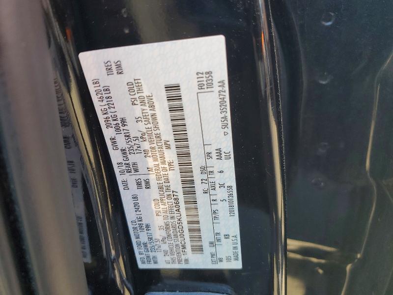 Продаж на аукціоні авто 2019 Ford Escape, vin: 1FMCU0GD5KUA06877, номер лоту: 46632576