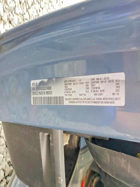 2020 Ram Promaster 3500 მანქანა იყიდება აუქციონზე, vin: 3C6URVJGXLE140608, აუქციონის ნომერი: 54189286