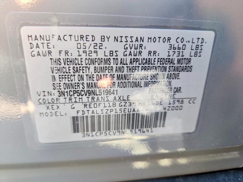 Aukcja sprzedaży 2022 Nissan Kicks, vin: 3N1CP5CV9NL519641, numer aukcji: 48166496