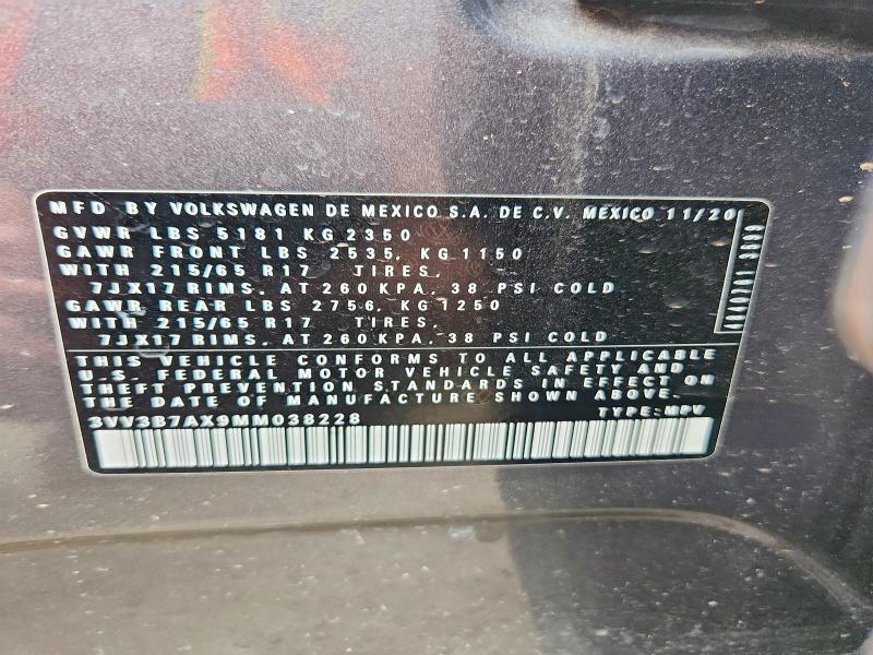 Aukcja sprzedaży 2021 Volkswagen Tiguan, vin: 3VV3B7AX9MM038228, numer aukcji: 79483205