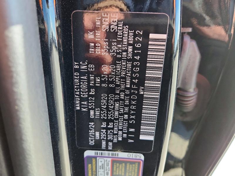 46477716 :رقم المزاد ، 5XYRKDJF4SG341622 vin ، 2025 Kia Sorento مزاد بيع