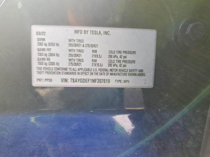 Продаж на аукціоні авто 2022 Tesla Model Y, vin: 7SAYGDEF1NF397619, номер лоту: 47106696