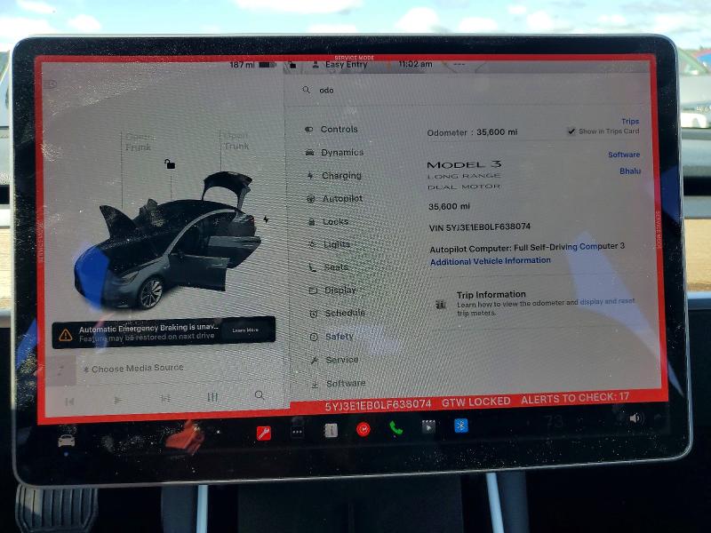 79821405 :رقم المزاد ، 5YJ3E1EB0LF638074 vin ، 2020 Tesla Model 3 مزاد بيع