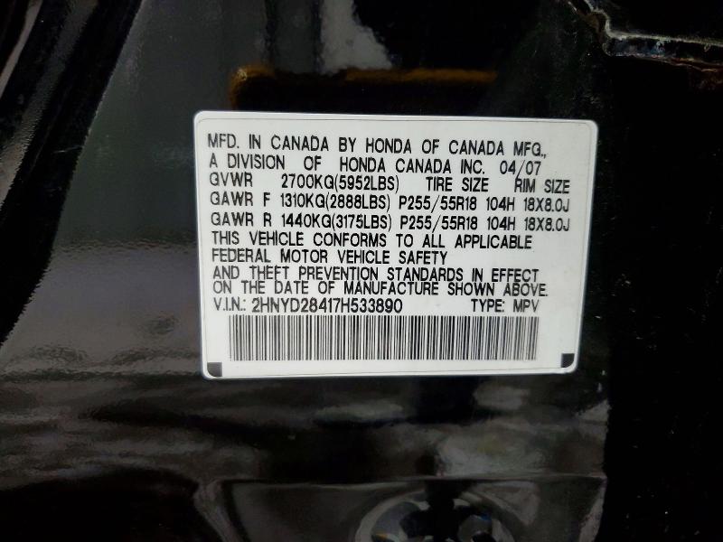 Aukcja sprzedaży 2007 Acura Mdx, vin: 2HNYD28417H533890, numer aukcji: 46689056