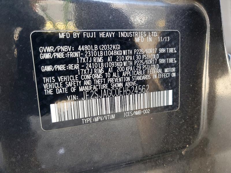 2014 Subaru Forester მანქანა იყიდება აუქციონზე, vin: JF2SJAGC0EH524562, აუქციონის ნომერი: 47628616