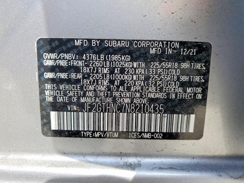 Продажа на аукционе авто 2022 Subaru Crosstrek, vin: JF2GTHNC7N8210435, номер лота: 46775806