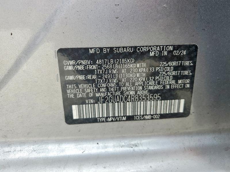 Продаж на аукціоні авто 2024 Subaru Crosstrek, vin: JF2GUADC4R8353595, номер лоту: 46479686