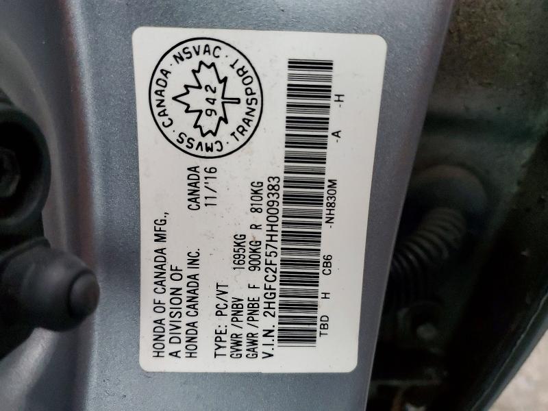 79532605 :رقم المزاد ، 2HGFC2F57HH009383 vin ، 2017 Honda Civic مزاد بيع