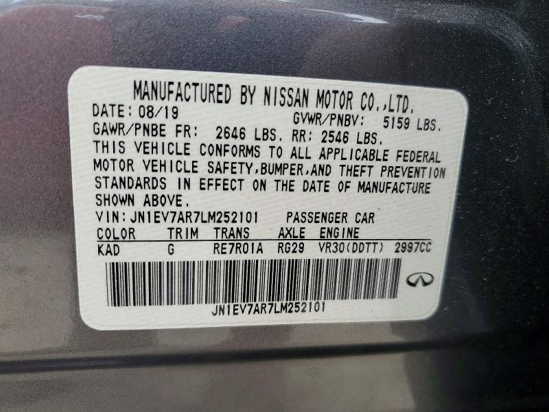 47428556 :رقم المزاد ، JN1EV7AR7LM252101 vin ، 2020 Infi Q50 Edition 30 Awd مزاد بيع