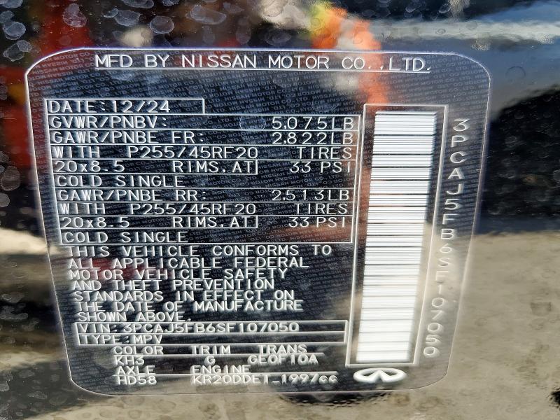 Aukcja sprzedaży 2025 Infiniti Qx50, vin: 3PCAJ5FB6SF107050, numer aukcji: 46394796