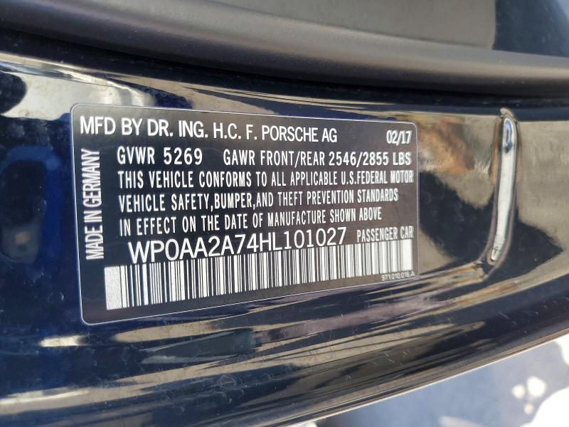 Продаж на аукціоні авто 2017 Porsche Panamera, vin: WP0AA2A74HL101027, номер лоту: 79125555