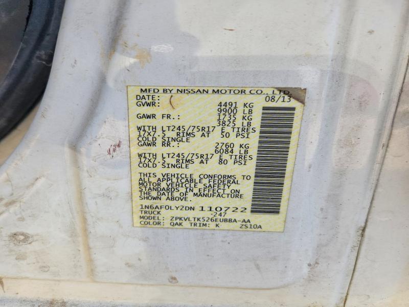 46142306 :رقم المزاد ، 1N6AF0LY2DN110722 vin ، 2013 Nissan Nv مزاد بيع