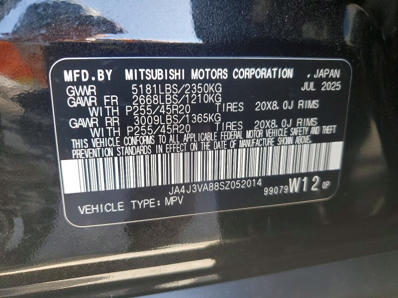 41721556 :رقم المزاد ، JA4J3VA88SZ052014 vin ، 2025 Mitsubishi Outlander مزاد بيع