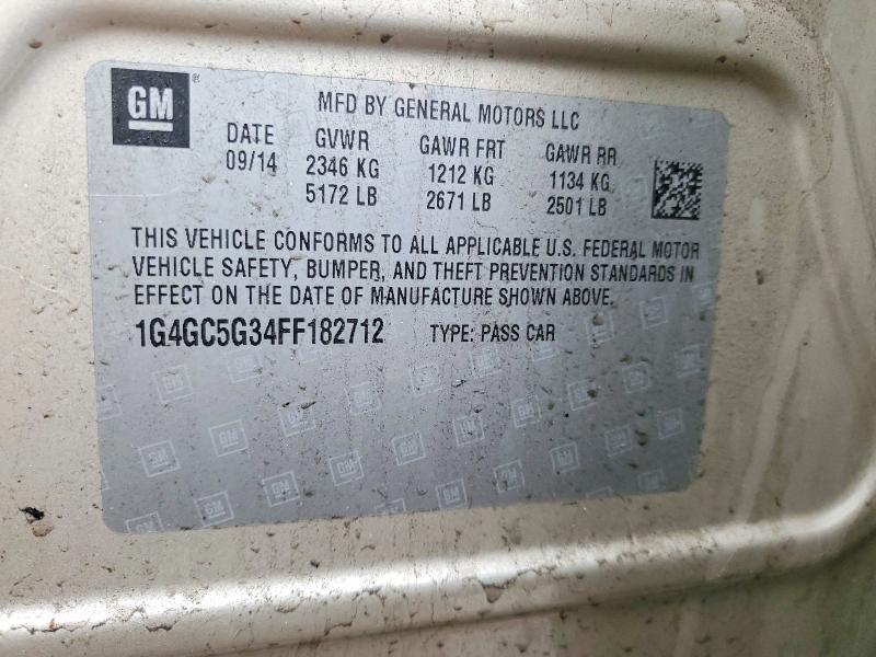 46509616 :رقم المزاد ، 1G4GC5G34FF182712 vin ، 2015 Buick Lacrosse مزاد بيع