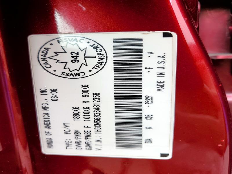 Aukcja sprzedaży 2006 Honda Accord, vin: 1HGCM56836A812358, numer aukcji: 47405176