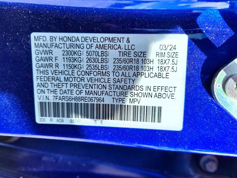 Aukcja sprzedaży 2024 Honda Cr-v, vin: 7FARS6H88RE067964, numer aukcji: 46472986