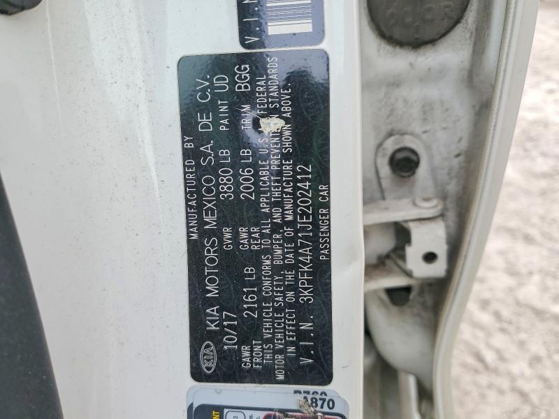 45676846 :رقم المزاد ، 3KPFK4A71JE202412 vin ، 2018 Kia Forte مزاد بيع