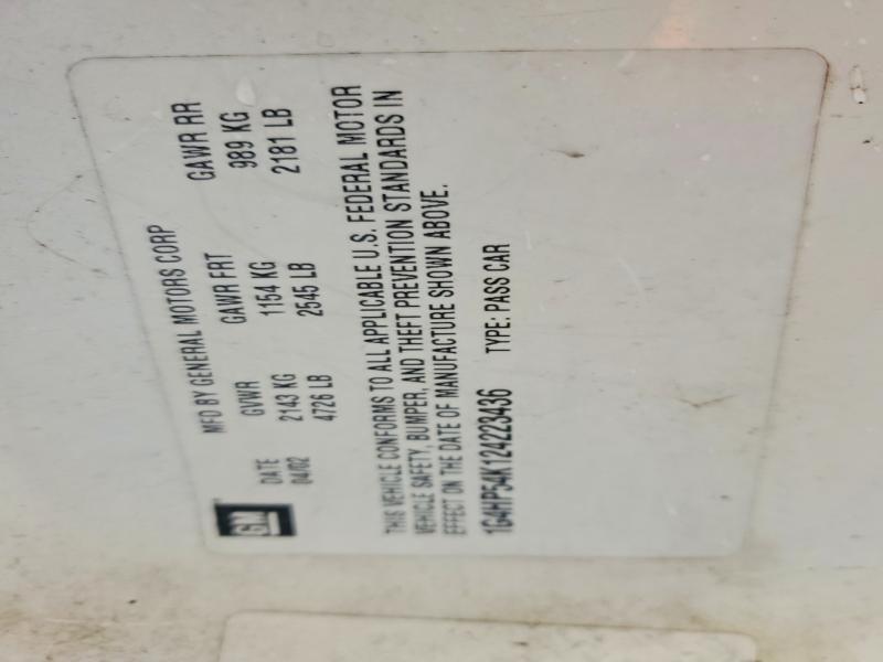 46094806 :رقم المزاد ، 1G4HP54K124223436 vin ، 2002 Buick Lesabre مزاد بيع
