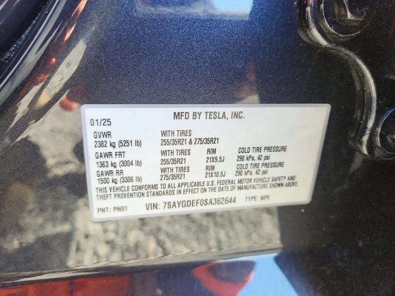 Продажа на аукционе авто 2025 Tesla Model Y, vin: 7SAYGDEF0SA362644, номер лота: 46437556
