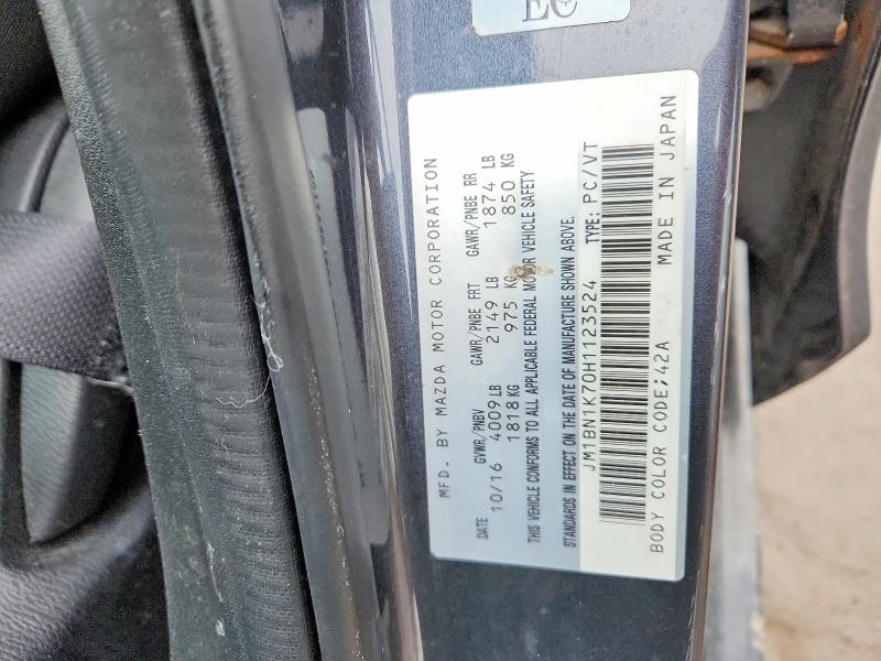 Продажа на аукционе авто 2017 Mazda 3, vin: JM1BN1K70H1123524, номер лота: 77760395