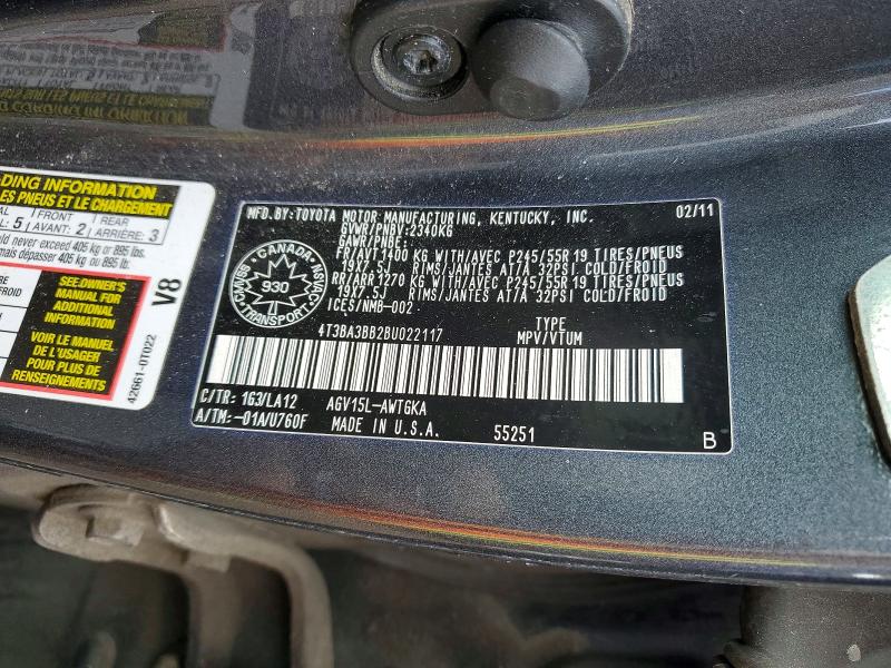 Aukcja sprzedaży 2011 Toyota Venza, vin: 4T3BA3BB2BU022117, numer aukcji: 45455626