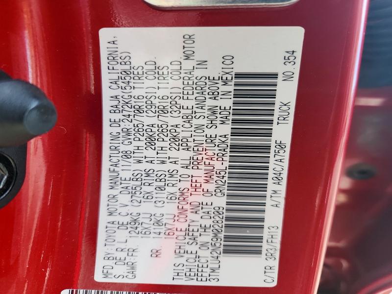 47295576 :رقم المزاد ، 3TMLU42N59M028209 vin ، 2009 Toyota Tacoma مزاد بيع