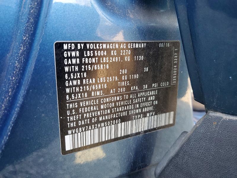 Продаж на аукціоні авто 2017 Volkswagen Tiguan, vin: WVGBV7AX2HW502060, номер лоту: 47638606