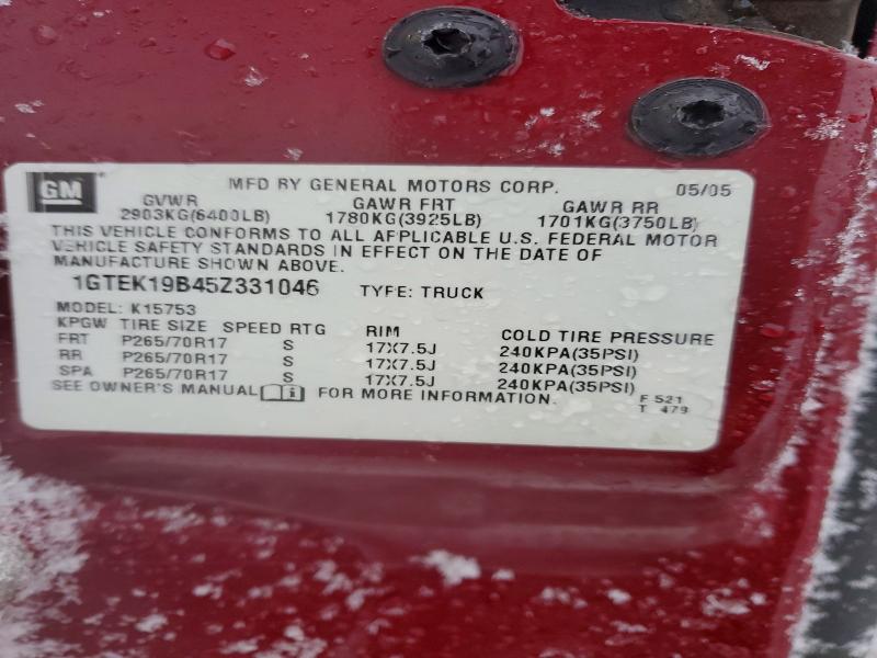 Aukcja sprzedaży 2005 Gmc New Sierra, vin: 1GTEK19B45Z331046, numer aukcji: 45659386