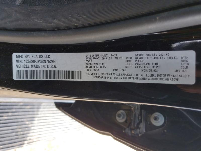 78851175 :رقم المزاد ، 1C6SRFJP3SN762930 vin ، 2025 Ram 1500 مزاد بيع