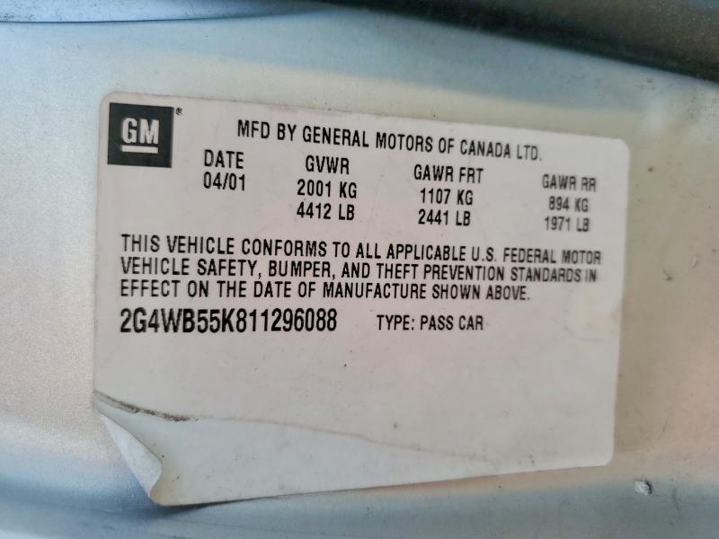 Продажа на аукционе авто 2001 Buick Regal, vin: 2G4WB55K811296088, номер лота: 47505446
